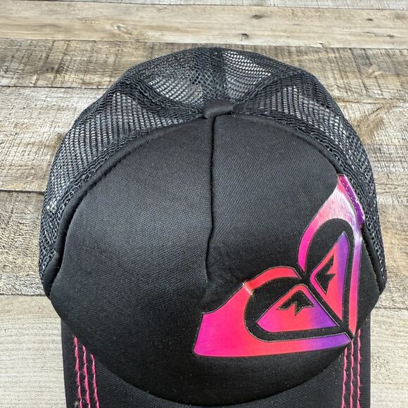 Roxy Hat Womens Black Pink Snapback Trucker Cap Pink Foam Small Adjustable - Picture 7 of 14
